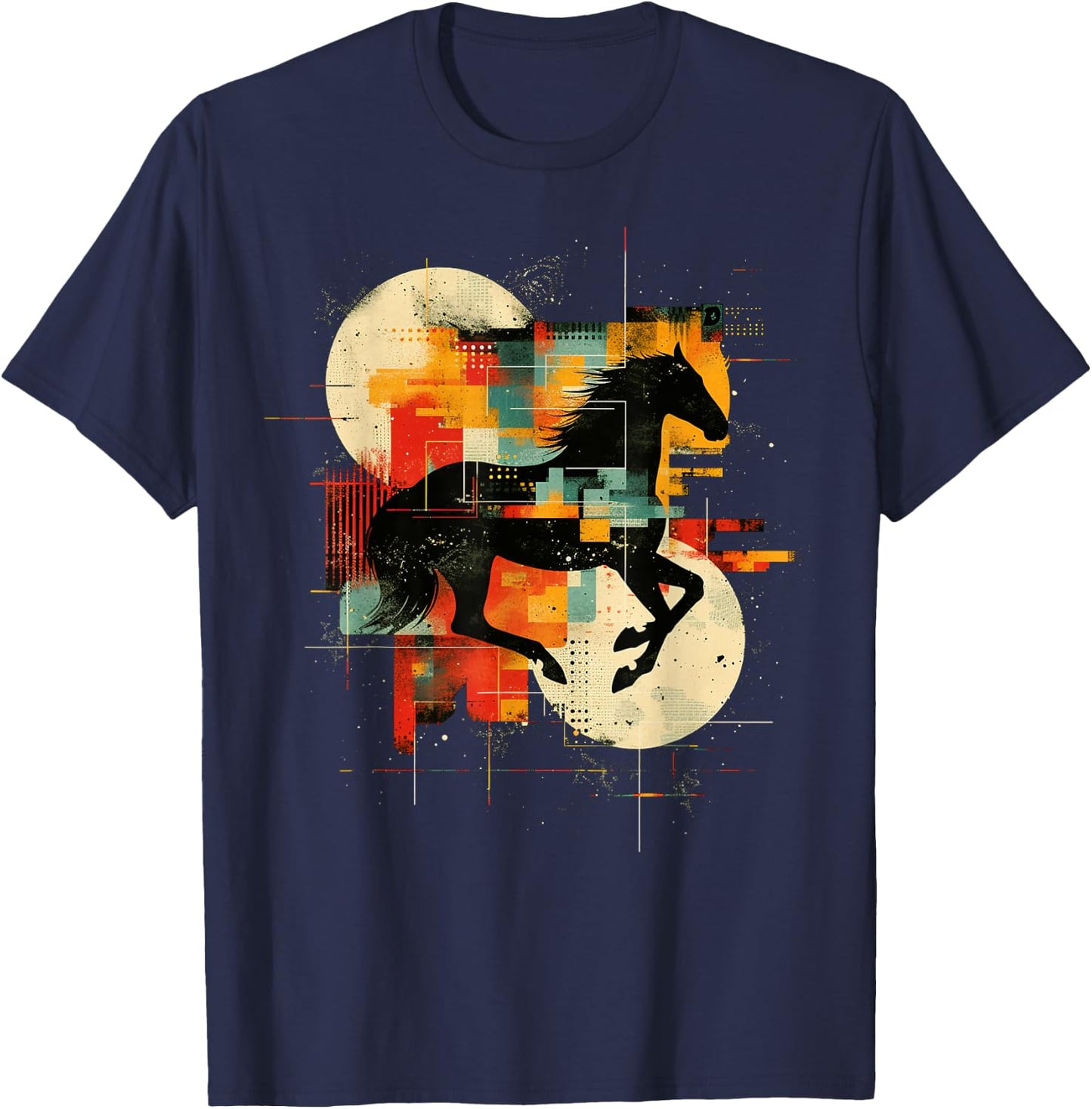 Artsy Equestrian vaulter on Abstract Art Equestrian Vaulting T-Shirt - T-Shirt | Navy