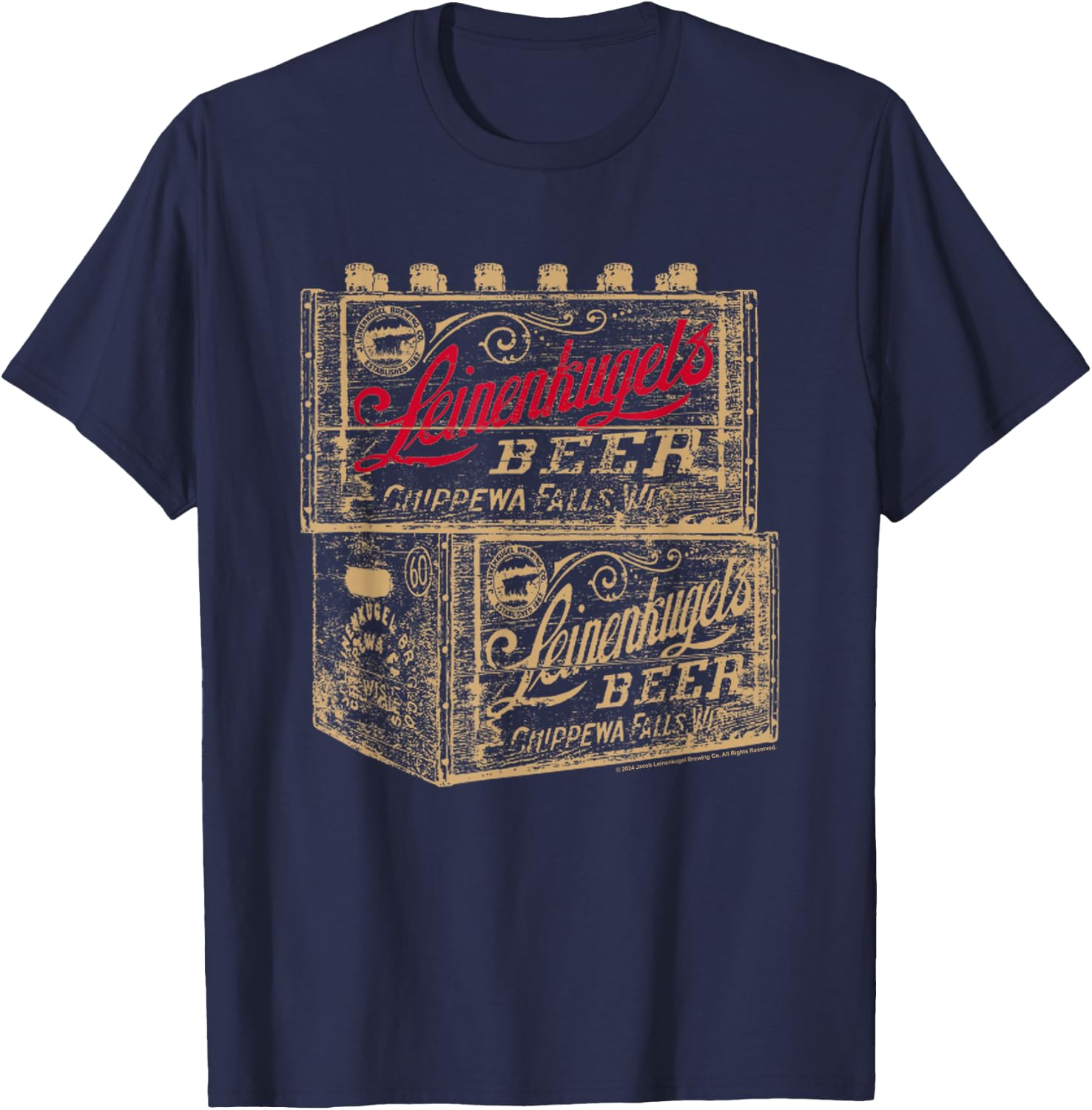 Coors Brewing Company Leinenkugel's Beer Boxes Distressed T-Shirt - T-Shirt | Navy