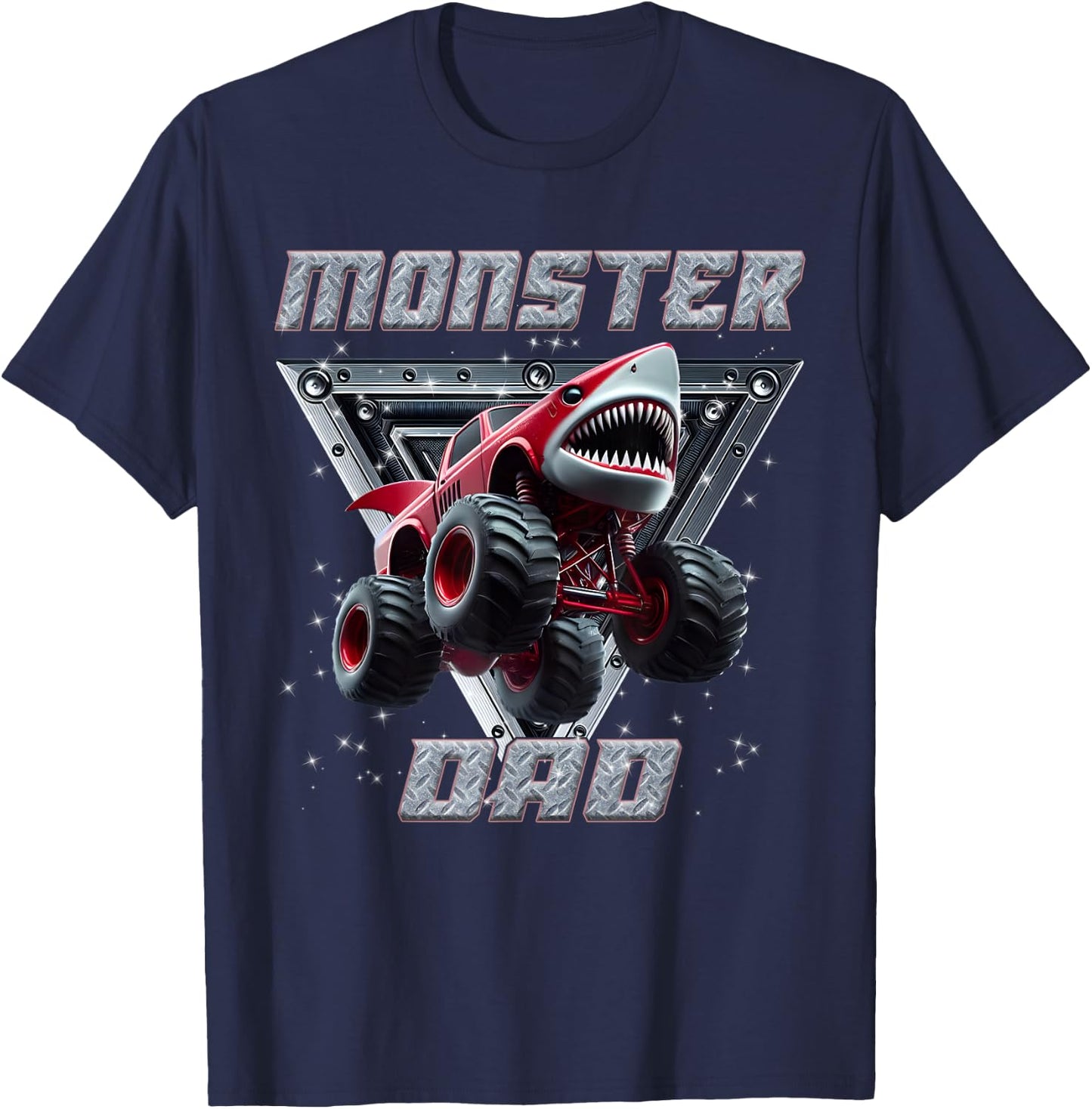 Shark Monster Truck Dad Monster Truck Are My Jam Truck Lover T-Shirt - T-Shirt | Navy