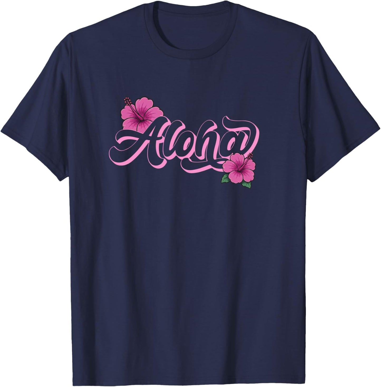 Hawaii Aloha Vacation Hibiscus T-Shirt - T-Shirt | Navy