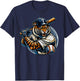 Funny Vintage Tiger Playing Baseball Cute Baseball Men Women T-Shirt - T-Shirt | Navy
