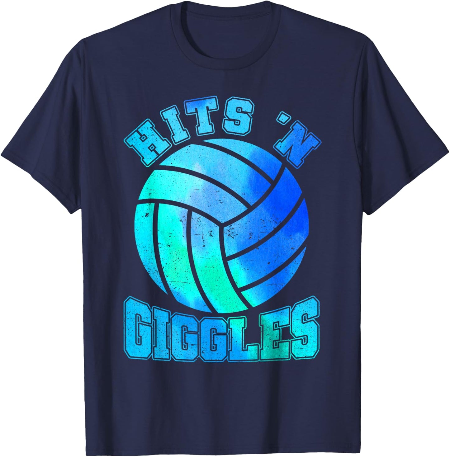Hits 'n Giggles Volleyball Player Volleyball Women Team T-Shirt - T-Shirt | Navy