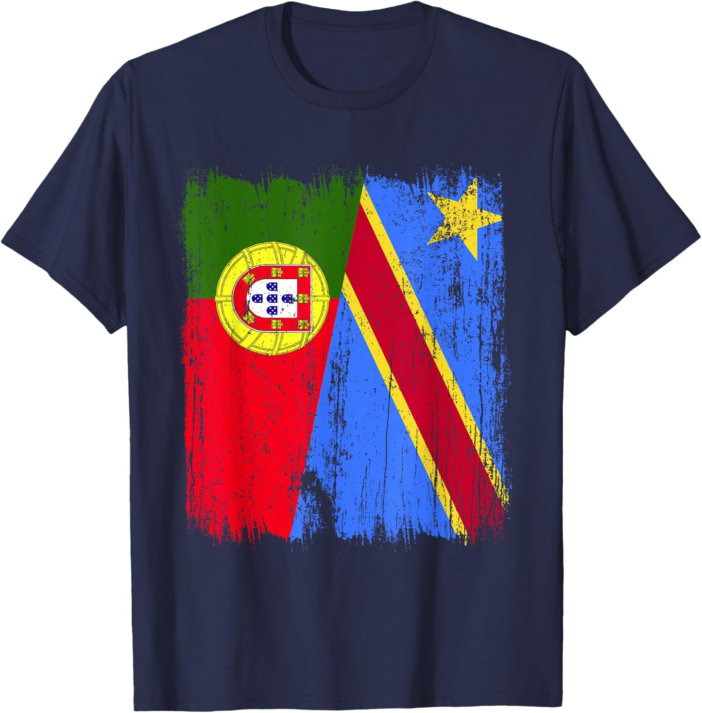 Portugal Congo Half Flag Portuguese Congolese Pride Jersey T-Shirt - T-Shirt | Navy