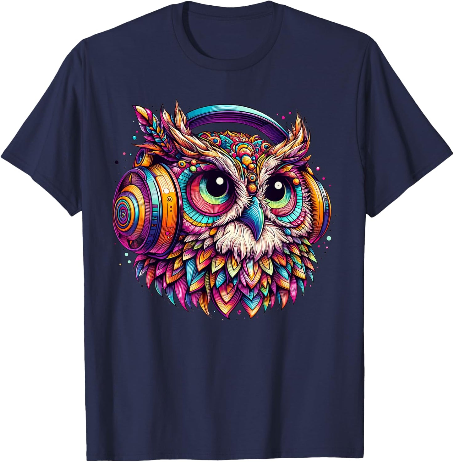 Rave Rainbow Owl House EDM Festival Raver Animal EDC 2025 T-Shirt - T-Shirt | Navy