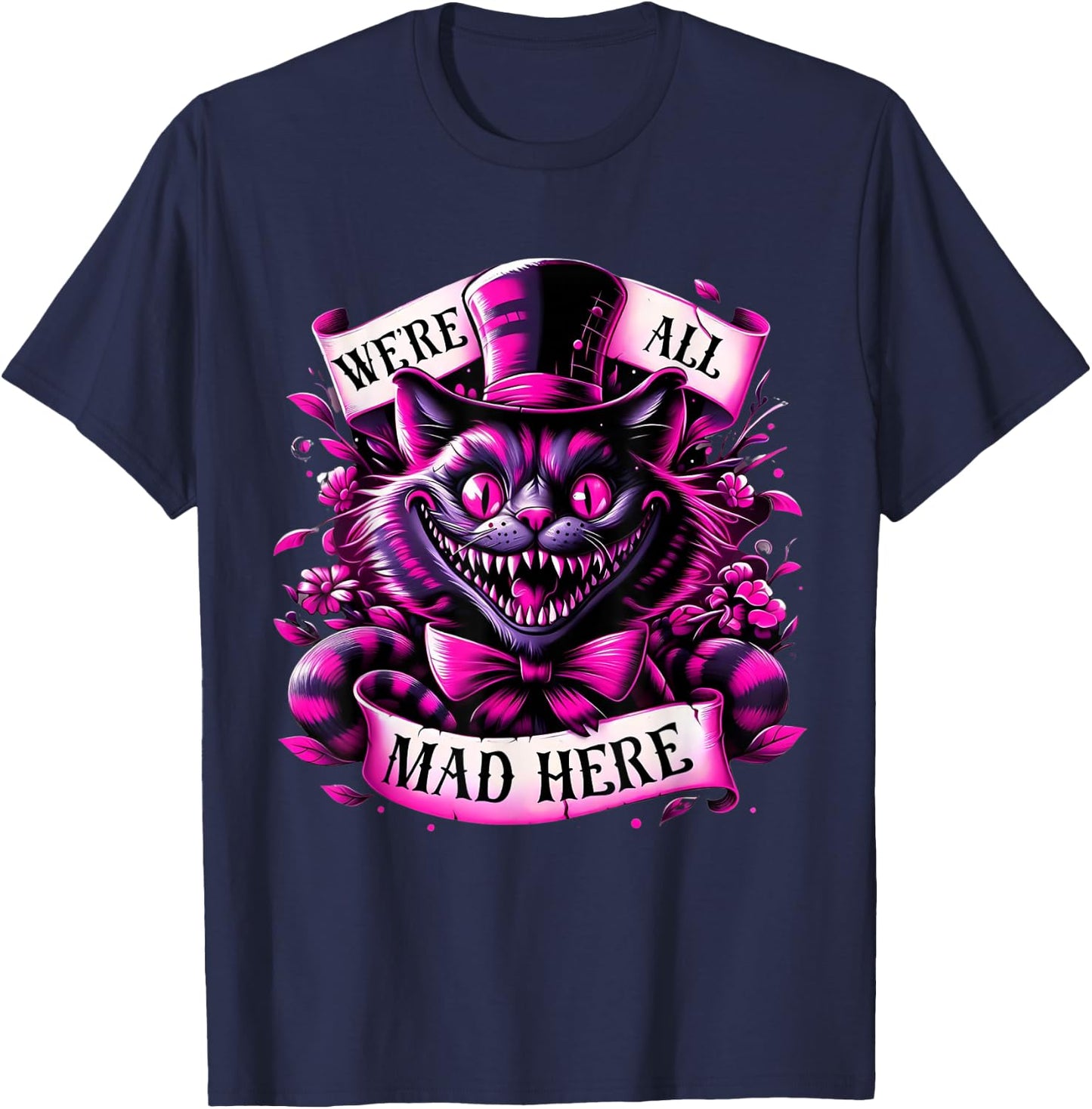 Cheshire Cat Alice in Wonderland Party T-Shirt - T-Shirt | Navy