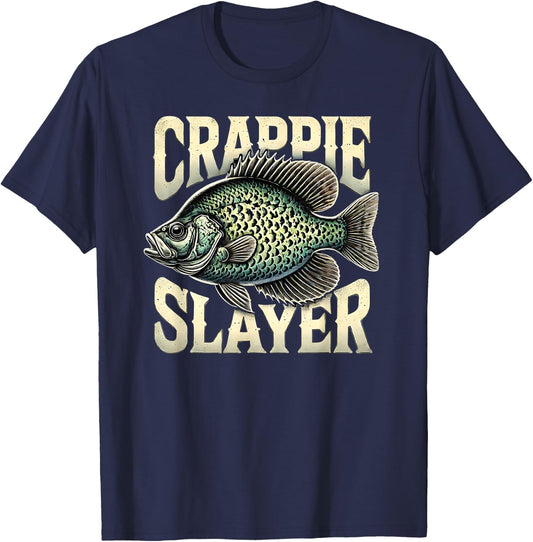 Crappie Slayer Fishing Enthusiast Gifts for Anglers T-Shirt - T-Shirt | Navy
