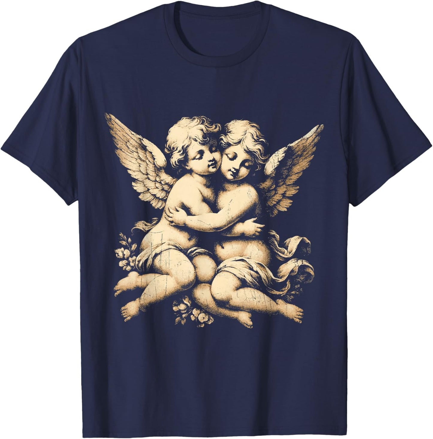 Vintage Cherub Angel - Angelic Art Little Baby Angels T-Shirt - T-Shirt | Navy