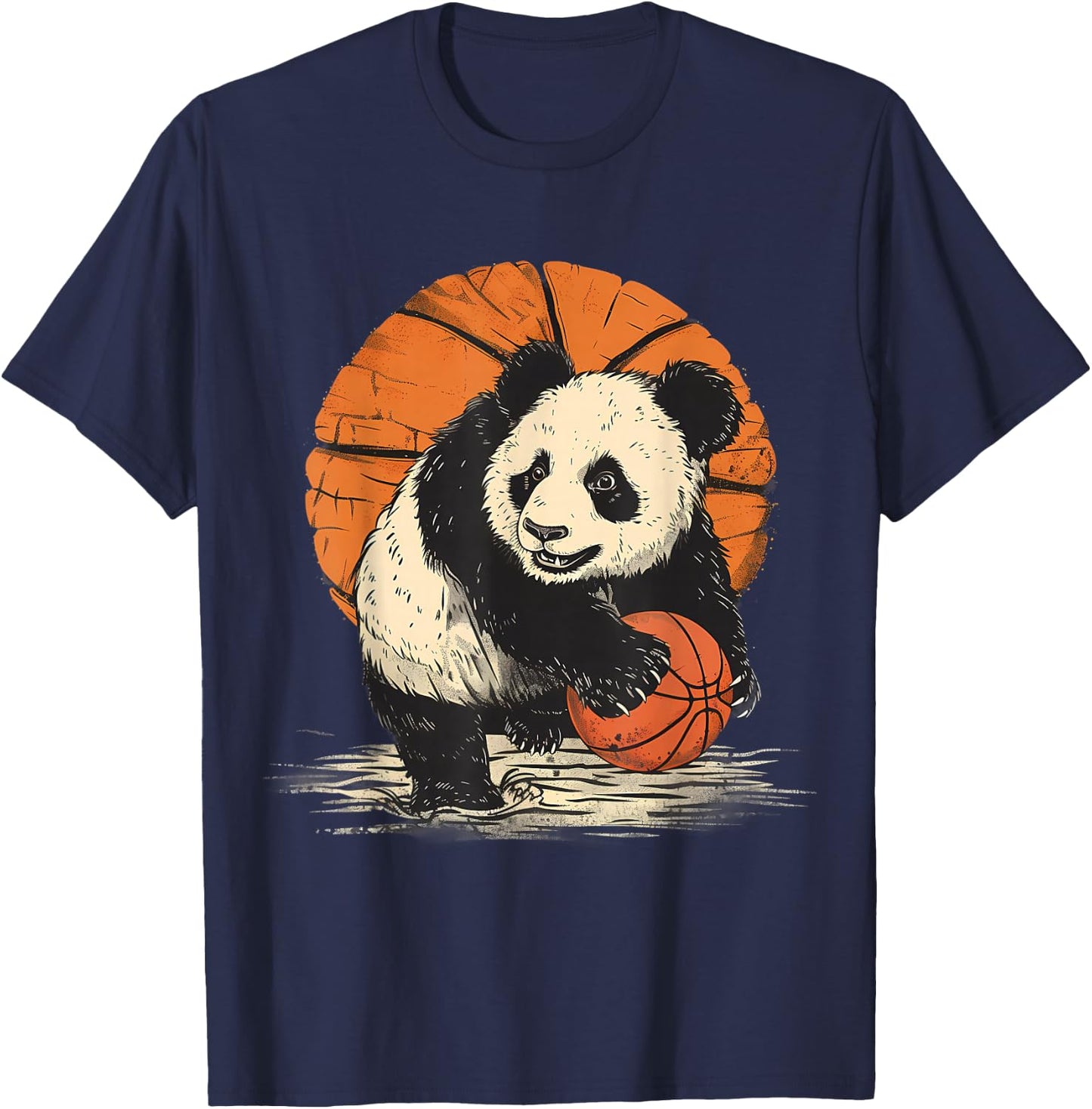 Basketball Drawing Artwork Cute Bear Basketball Hoop T-Shirt - T-Shirt | Navy
