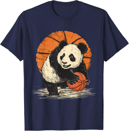 Basketball Drawing Artwork Cute Bear Basketball Hoop T-Shirt - T-Shirt | Navy