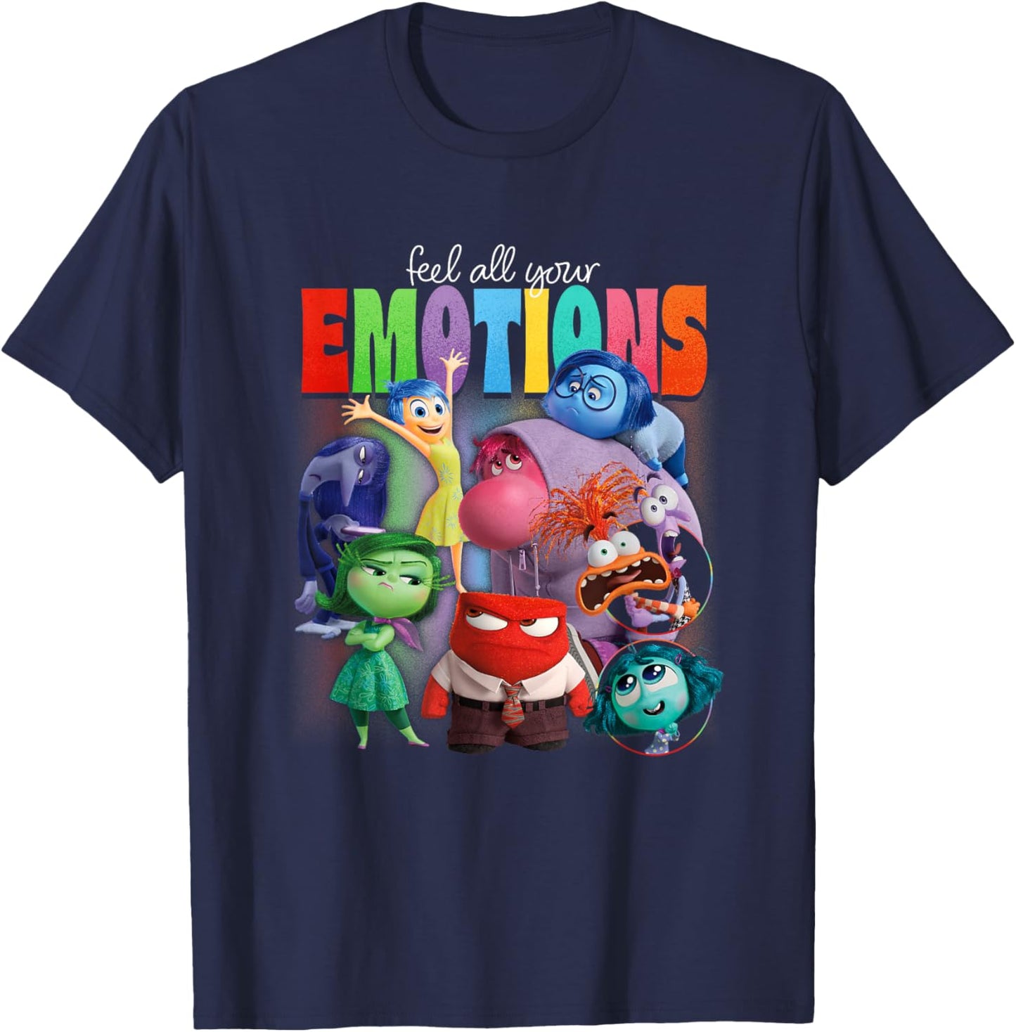Disney Pixar Inside Out 2 Feel All Your Emotions Vintage T-Shirt - T-Shirt | Navy