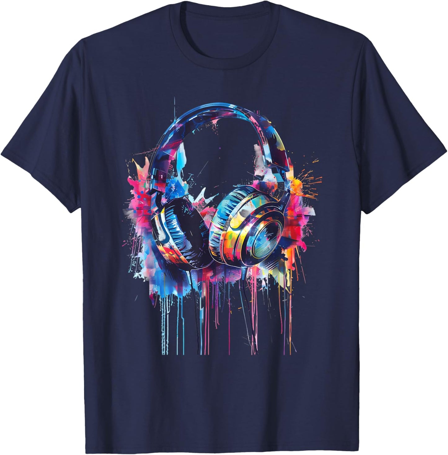 Headphones Music DJ Beatmaker Techno Splash House Music EDM T-Shirt - T-Shirt | Navy