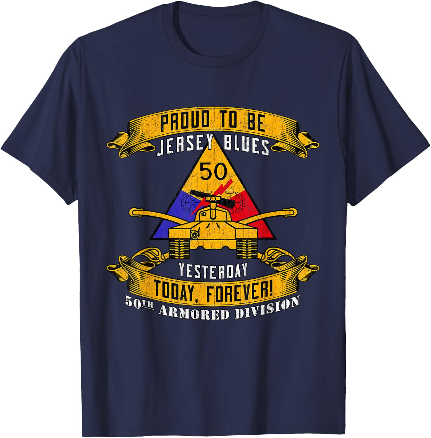 50th Armored Division 50th AD Jersey Blues Veteran Day Gifts T-Shirt - T-Shirt | Navy
