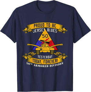 50th Armored Division 50th AD Jersey Blues Veteran Day Gifts T-Shirt - T-Shirt | Navy