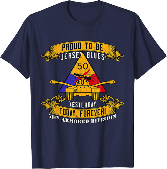 50th Armored Division 50th AD Jersey Blues Veteran Day Gifts T-Shirt - T-Shirt | Navy