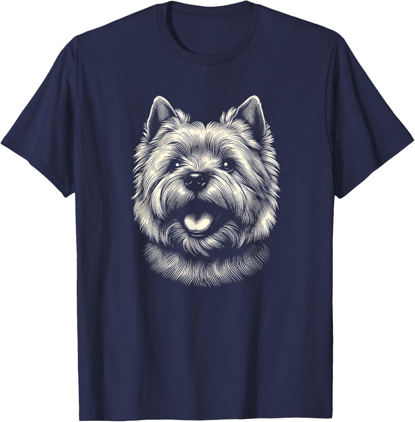 Cairn Terrier Dog Face Art Design And Men T-Shirt - T-Shirt | Navy