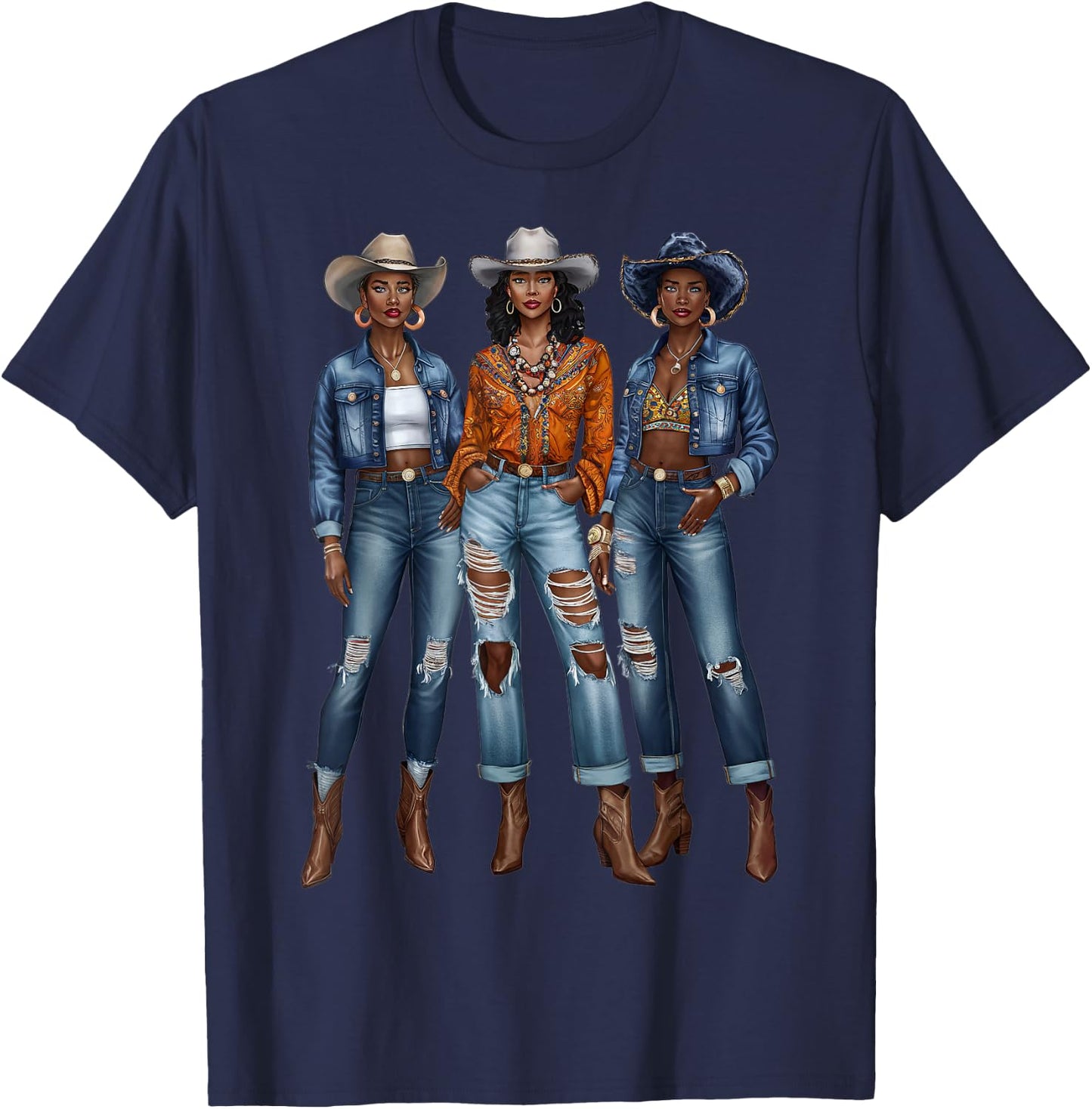 Black Cowgirl Vibes Melanin Black History Texas T-Shirt - T-Shirt | Navy