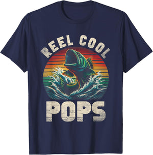 Reel Cool Pops Fishing Pops Pop Father's Day Fisherman Fish T-Shirt - T-Shirt | Navy