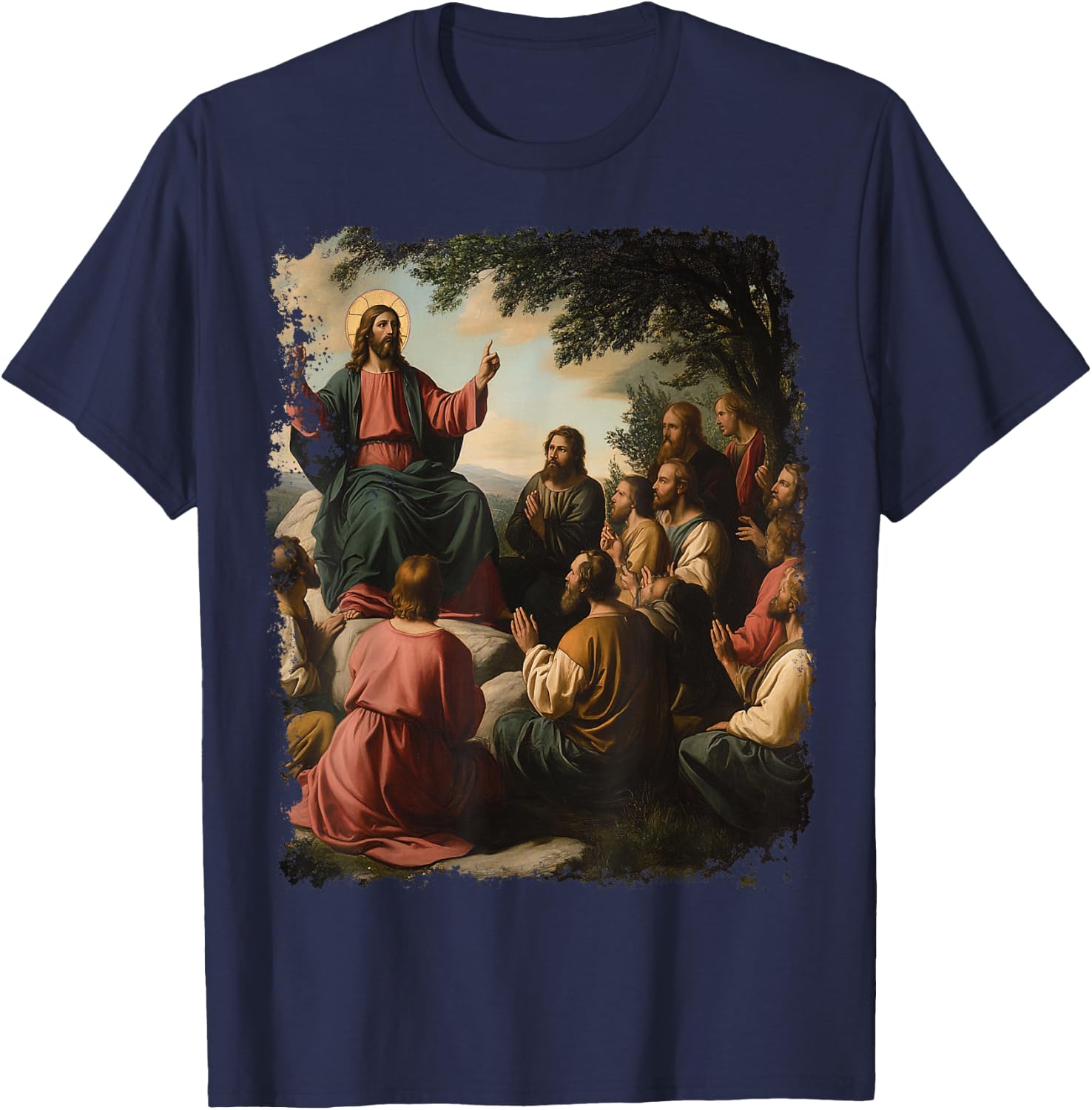 Renaissance Painting Art Jesus Christ T-Shirt - T-Shirt | Navy