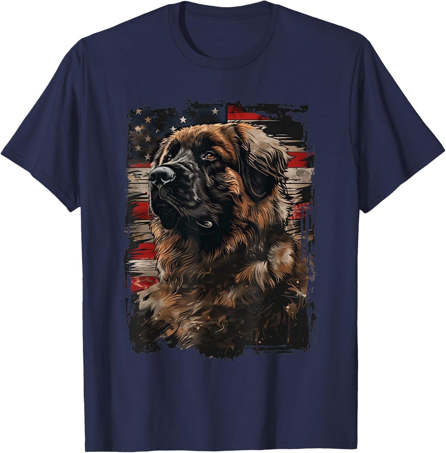Leonberger American Flag T-Shirt - T-Shirt | Navy