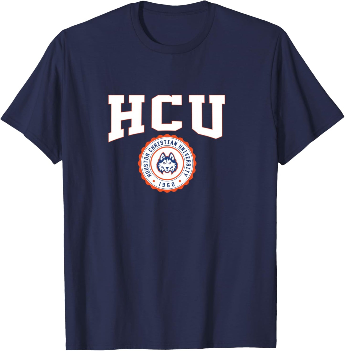 Houston Christian University Huskies Collegiate Seal T-Shirt - T-Shirt | Navy