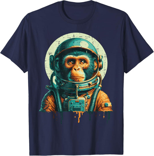 Astronaut Monkey Vintage Space Chimp Spaceman Kids Men Women T-Shirt - T-Shirt | Navy
