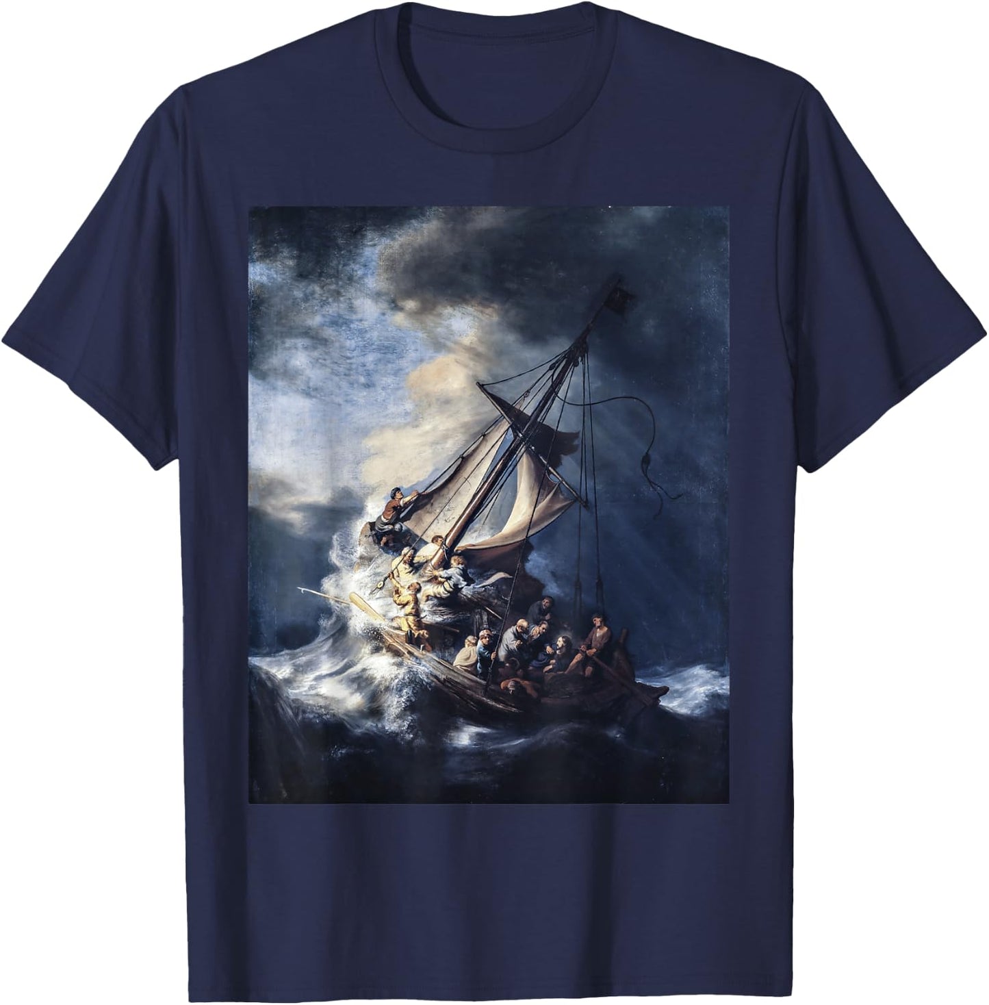Rembrandt Christ in the Storm on the Sea of Galilee T-Shirt - T-Shirt | Navy