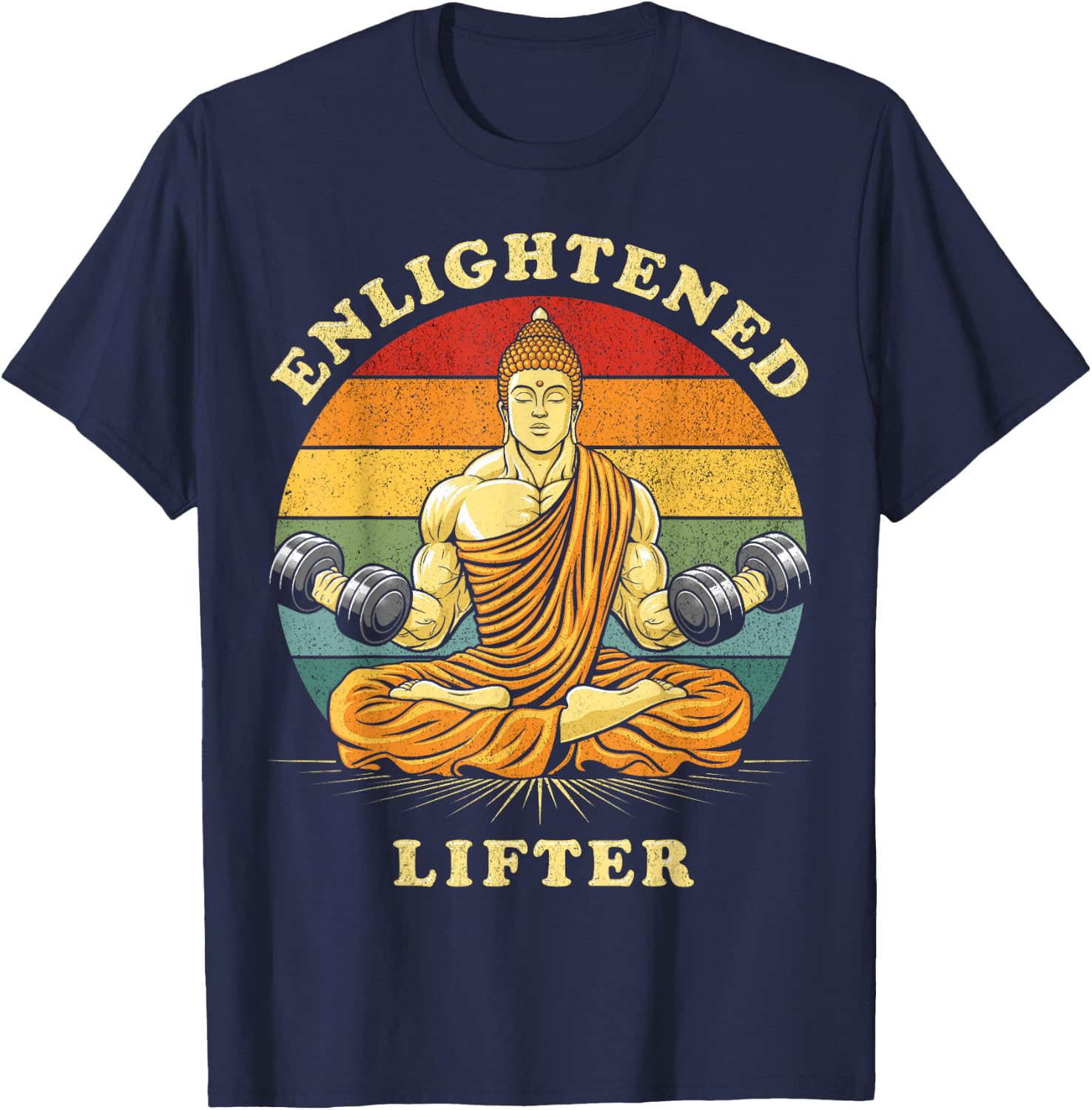 Enlightened Lifter Funny Workout Gym Weightlifting Lifting T-Shirt - T-Shirt | Navy