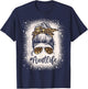 Leopard Aunt Life Messy Bun Bleached Auties Girl Mothers Day T-Shirt - T-Shirt | Navy