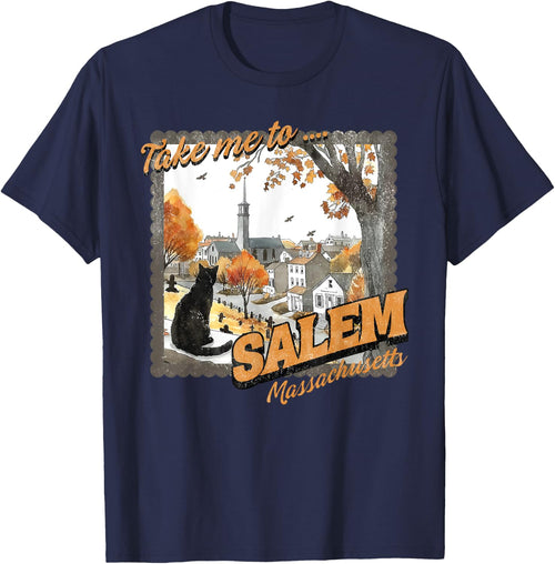 Take Me To Salem Massachusetts Black Cat Witch Halloween