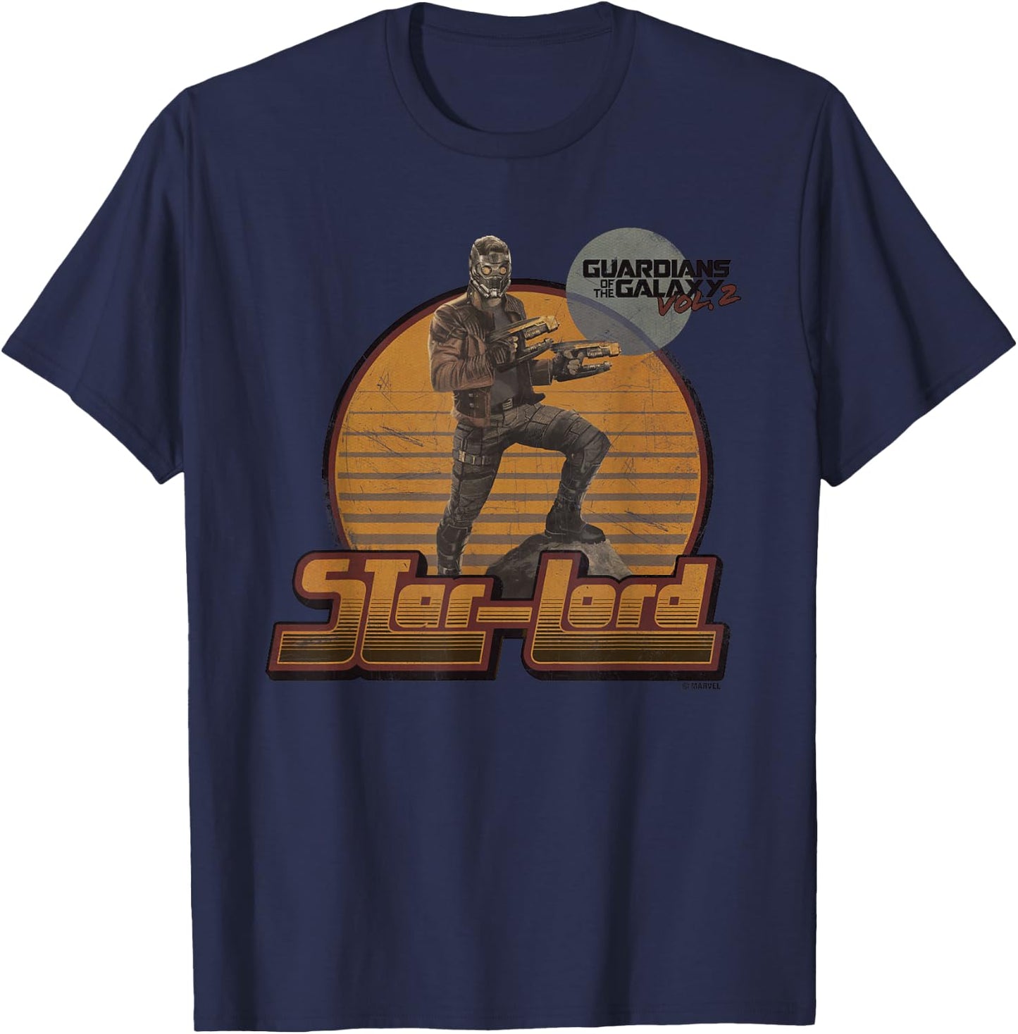 Marvel Guardians of The Galaxy Vol 2 Star-Lord Hero Vintage T-Shirt - T-Shirt | Navy