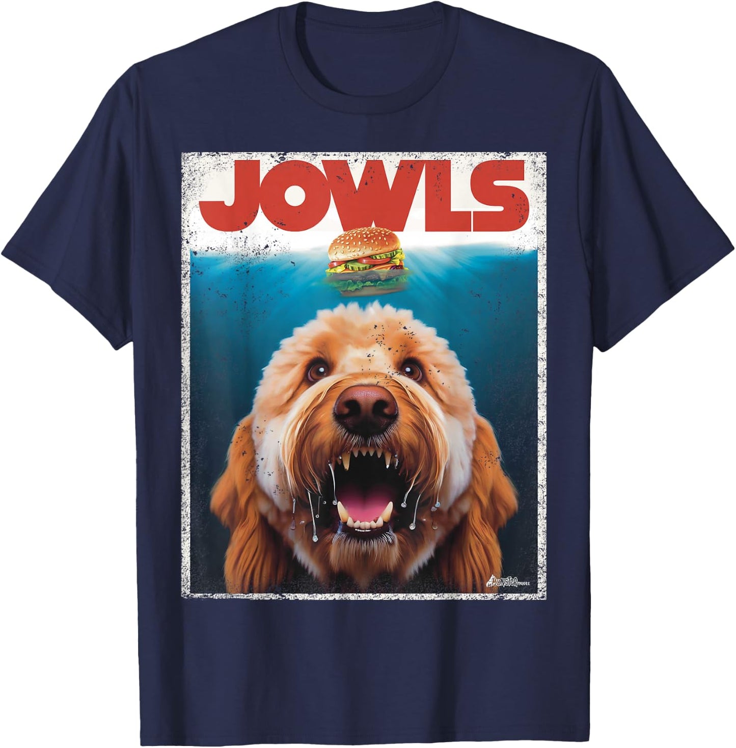 Funny Labradoodle Jowls , Fawn Lab Doodle Mom Top, Dad T-Shirt - T-Shirt | Navy