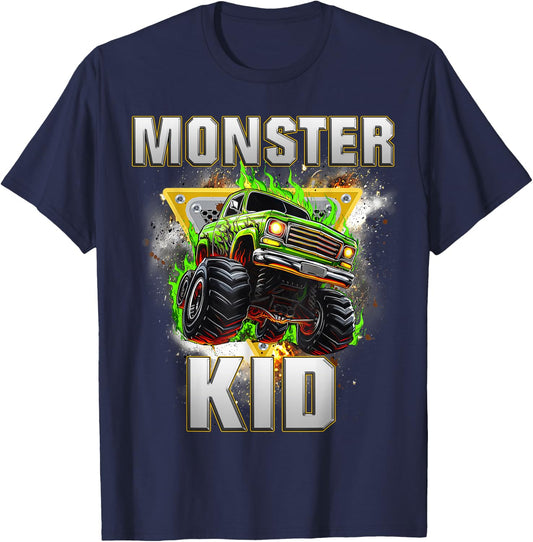 Monster Truck Kid Monster Truck Are My Jam Boys Girls T-Shirt - T-Shirt | Navy