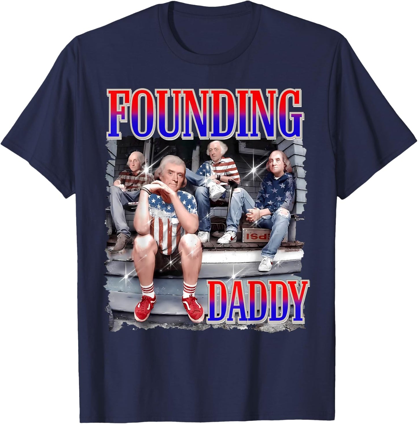 4th of July Shirt Founding Daddy George Washington 1776 T-Shirt - T-Shirt | Navy
