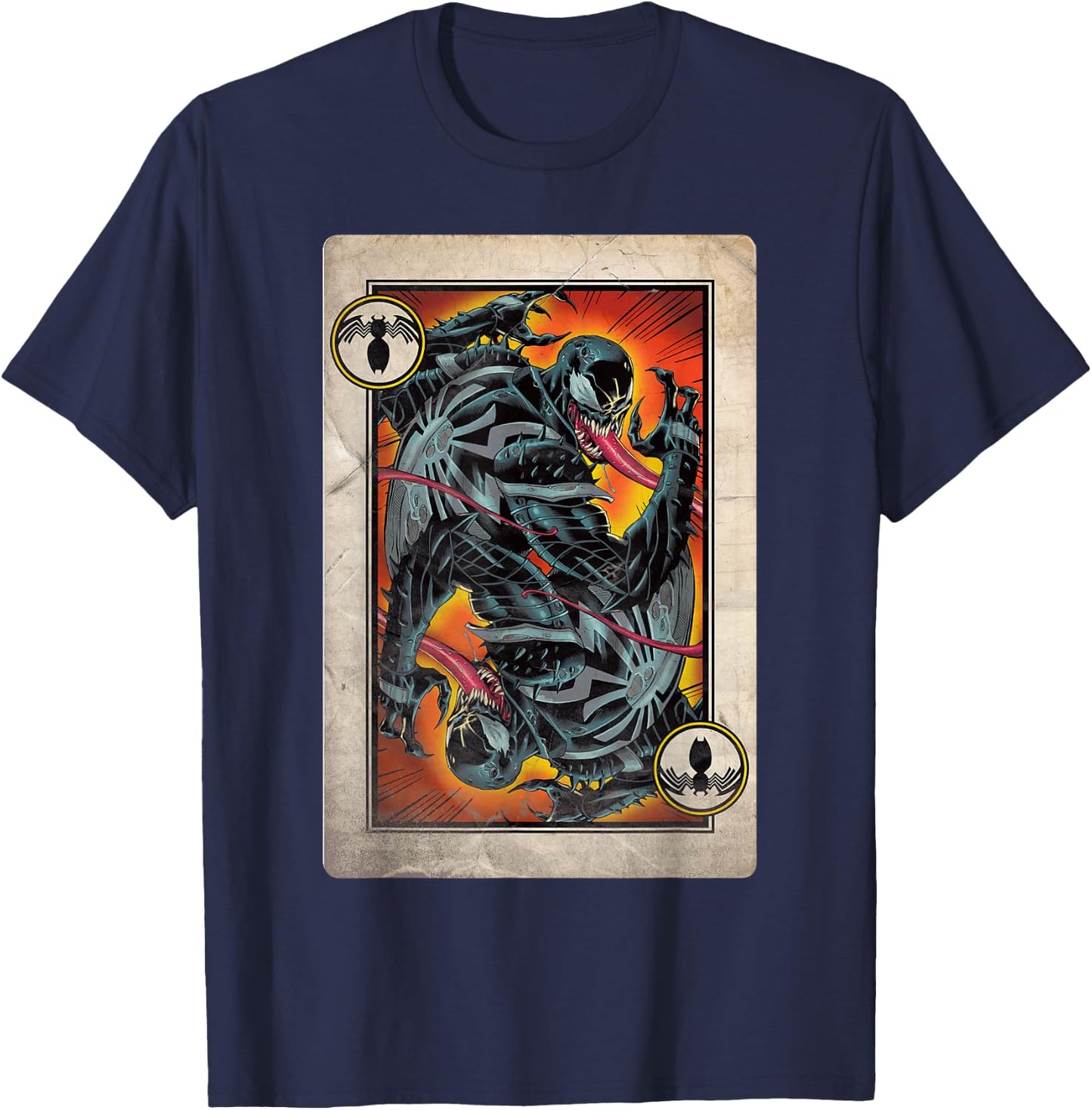 Marvel Retro Comics Venom Playing Card T-Shirt - T-Shirt | Navy