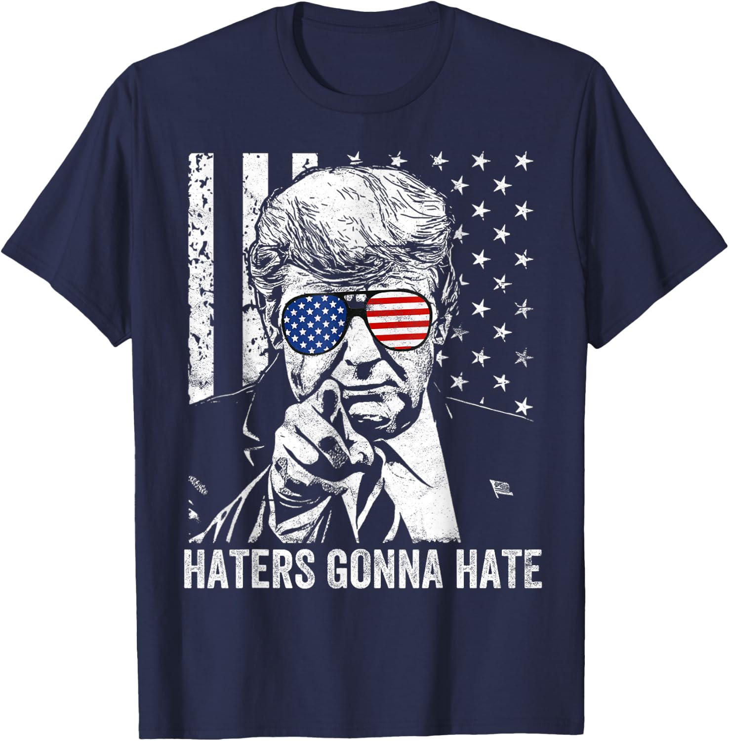 Amazing Patriot -Adults Funny Haters Gonna Hate President Donald Trump Middle Finger - Black, Small T-Shirt - T-Shirt | Navy