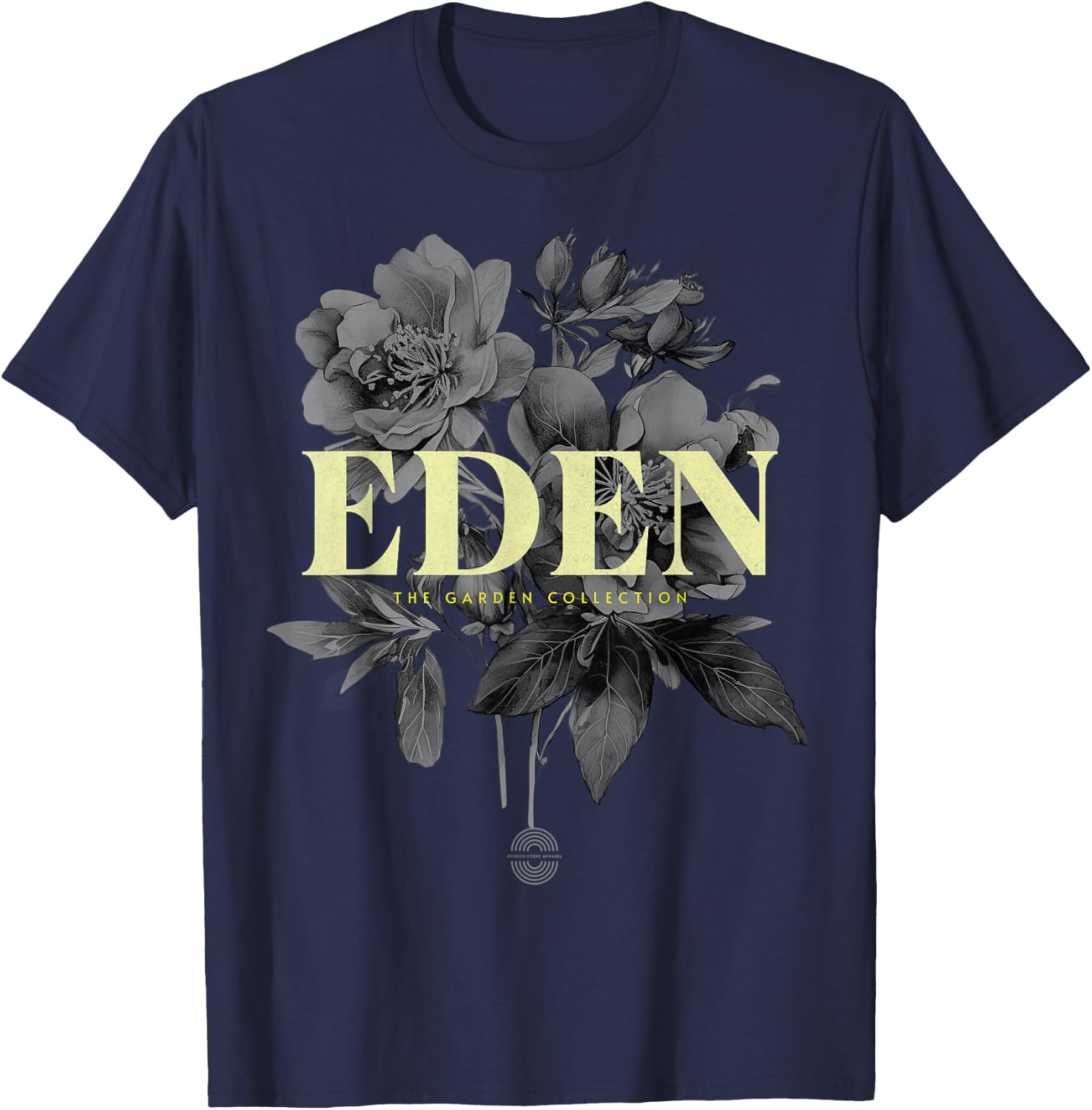 The Garden Of Eden, The Biblical Garden Collection, Floral T-Shirt - T-Shirt | Navy