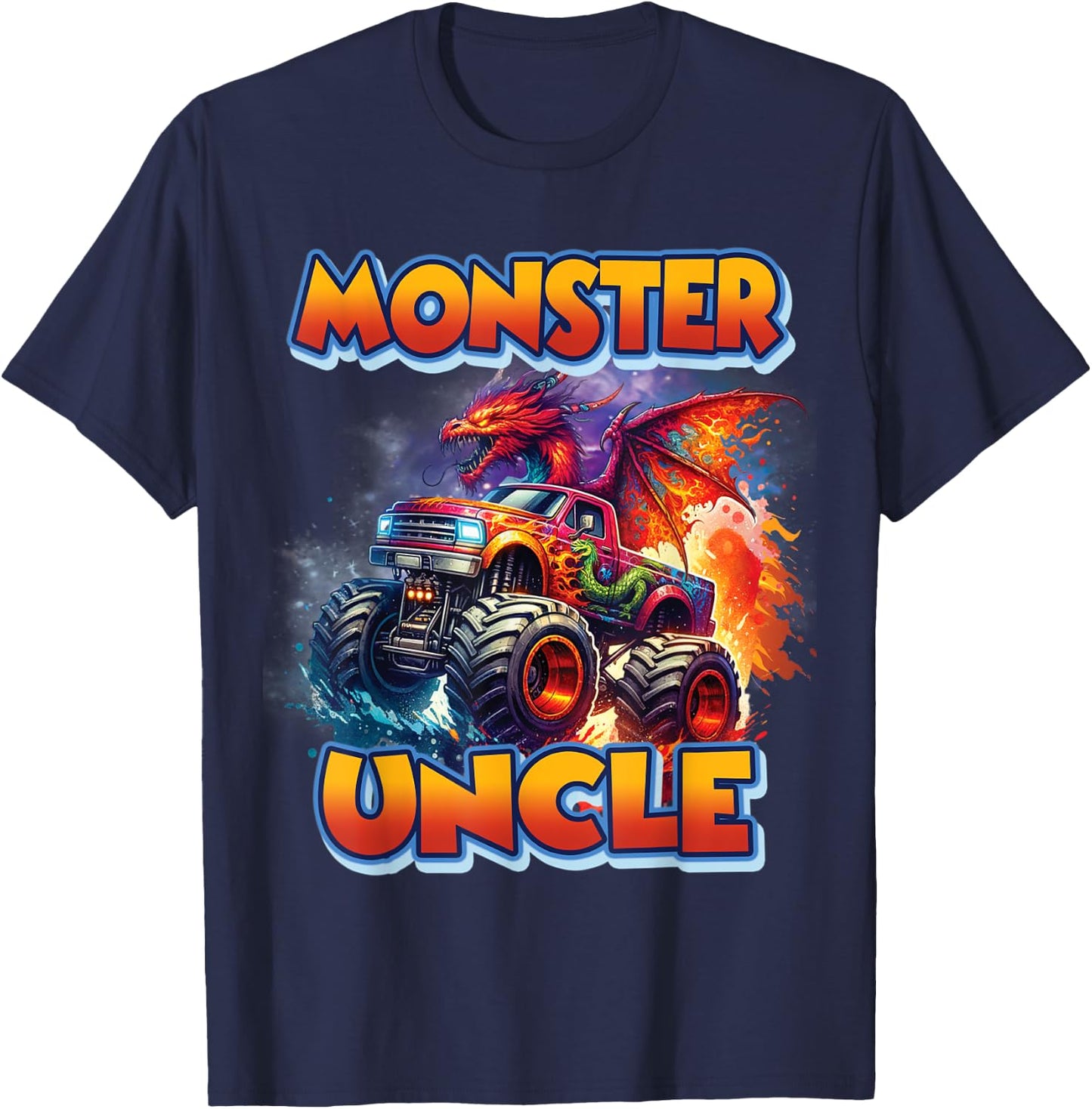 Monster Uncle Birthday Boy Monster Truck Car Family Matching T-Shirt - T-Shirt | Navy