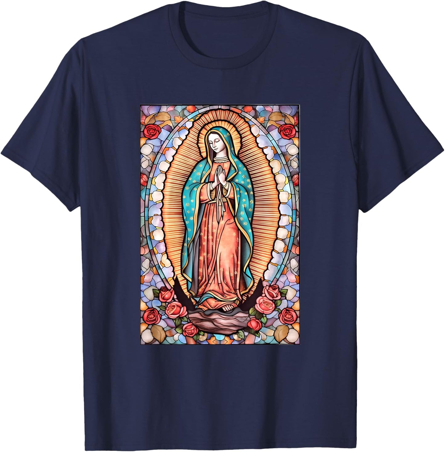 Blessed Christian Women Accessories Girls Cute Virgin Mary T-Shirt - T-Shirt | Navy