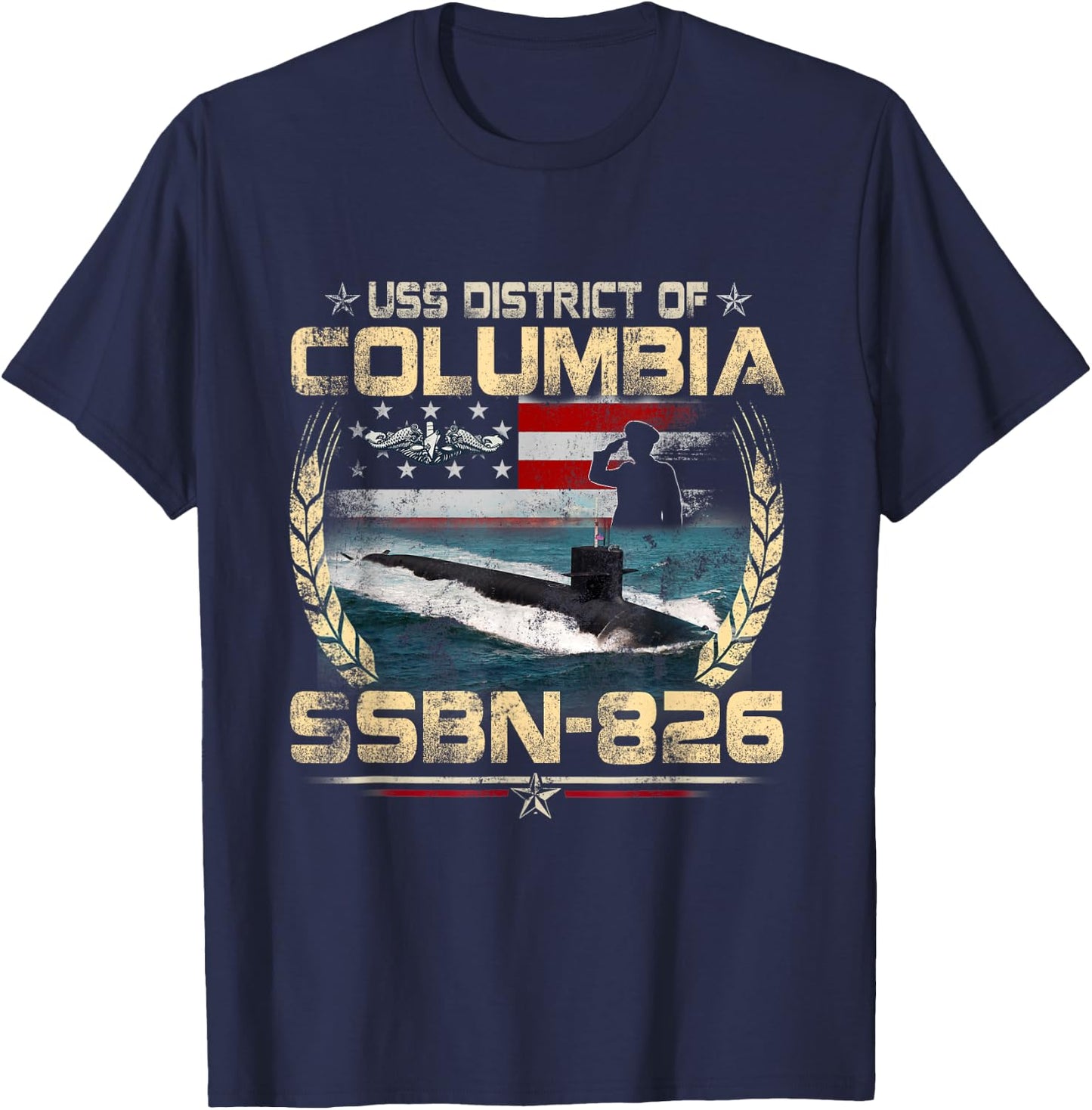 USS District of Columbia SSBN-826 USA Flag Submarine Veteran Men T-Shirt - T-Shirt | Navy
