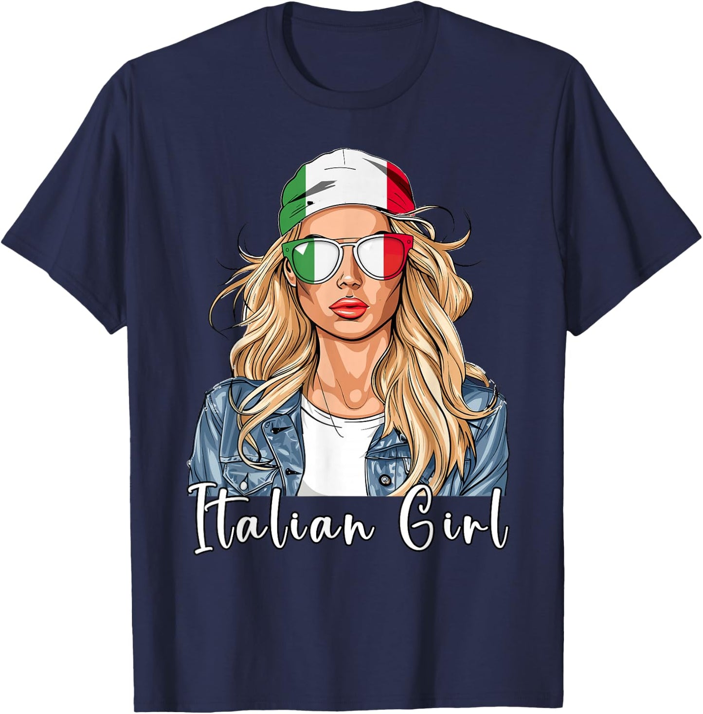 Italian Flag Souvenirs Woman Girl Products Italy T-Shirt - T-Shirt | Navy
