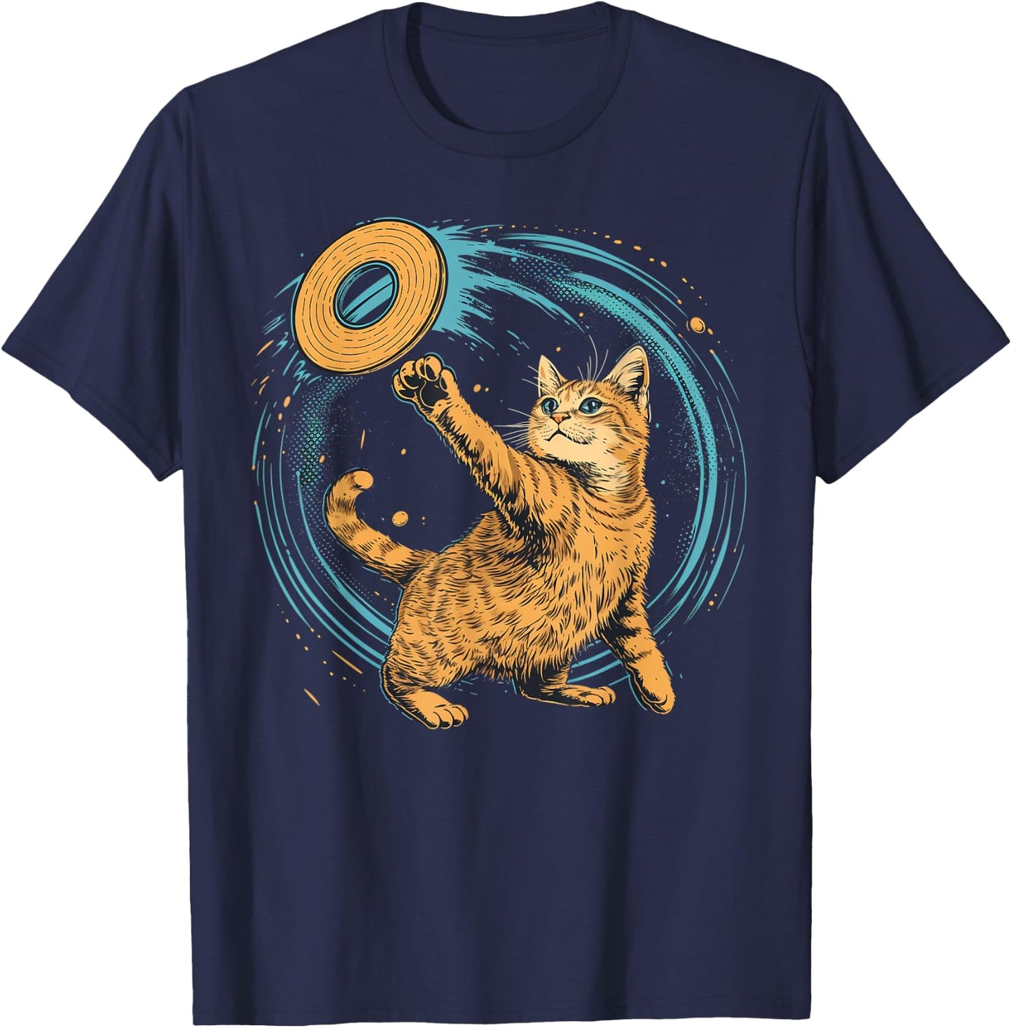 Disc Golfer Cat on Disc Golf Women Kids T-Shirt - T-Shirt | Navy