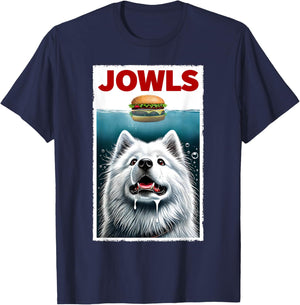 Funny Samoyed and Hamburger Parody Jowls Dog Lover T-Shirt - T-Shirt | Navy
