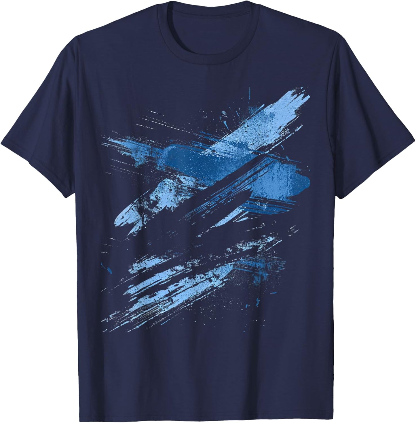 Blue And Black Dynamic Running Design T-Shirt - T-Shirt | Navy
