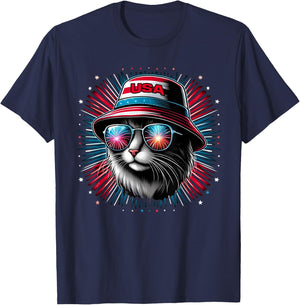 Women Ameowica Funny Patriotic Cat Meowica 4th of July T-Shirt - T-Shirt | Navy
