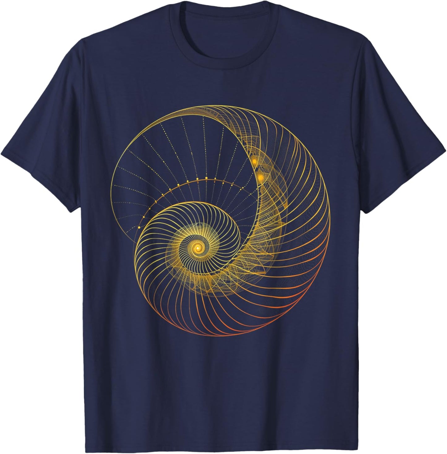 Fibonacci Spiral Ratio Math Mathematician Sacred Geometry T-Shirt - T-Shirt | Navy