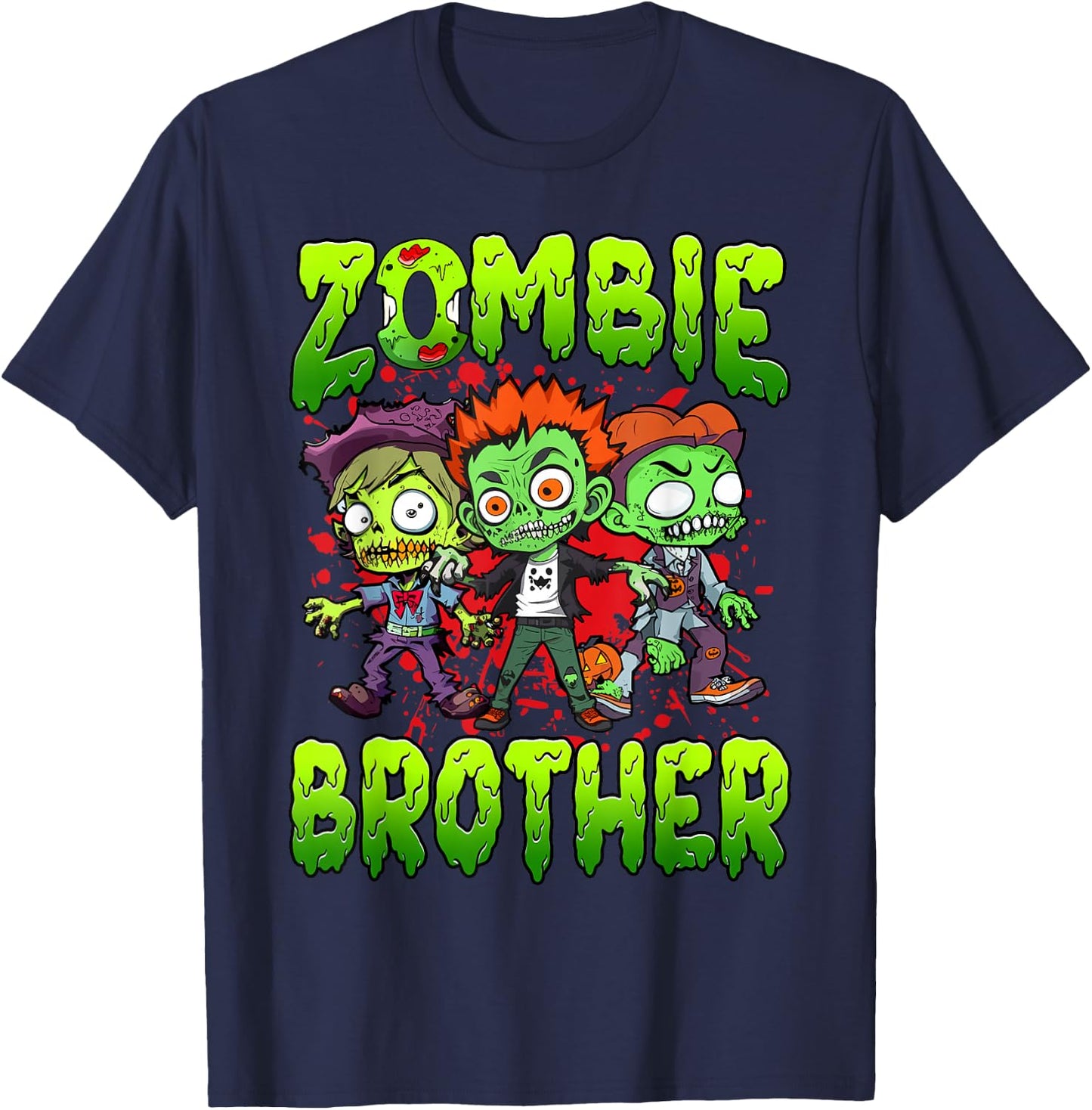 Zombie Brother Halloween Costume Family Matching T-Shirt - T-Shirt | Navy