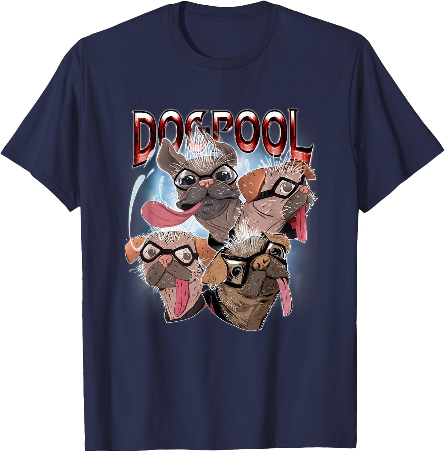Marvel Deadpool & Wolverine Dogpool Sketchy Hero Faces T-Shirt - T-Shirt | Navy