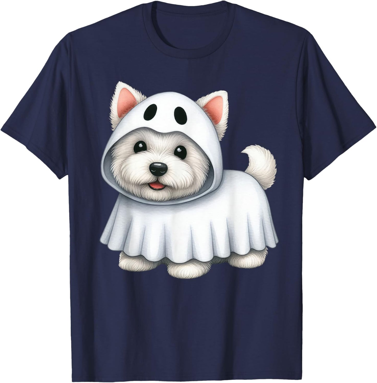 Westie Dog Halloween Costume Ghost West Highland Terrier Men Women Kids T-Shirt - T-Shirt | Navy