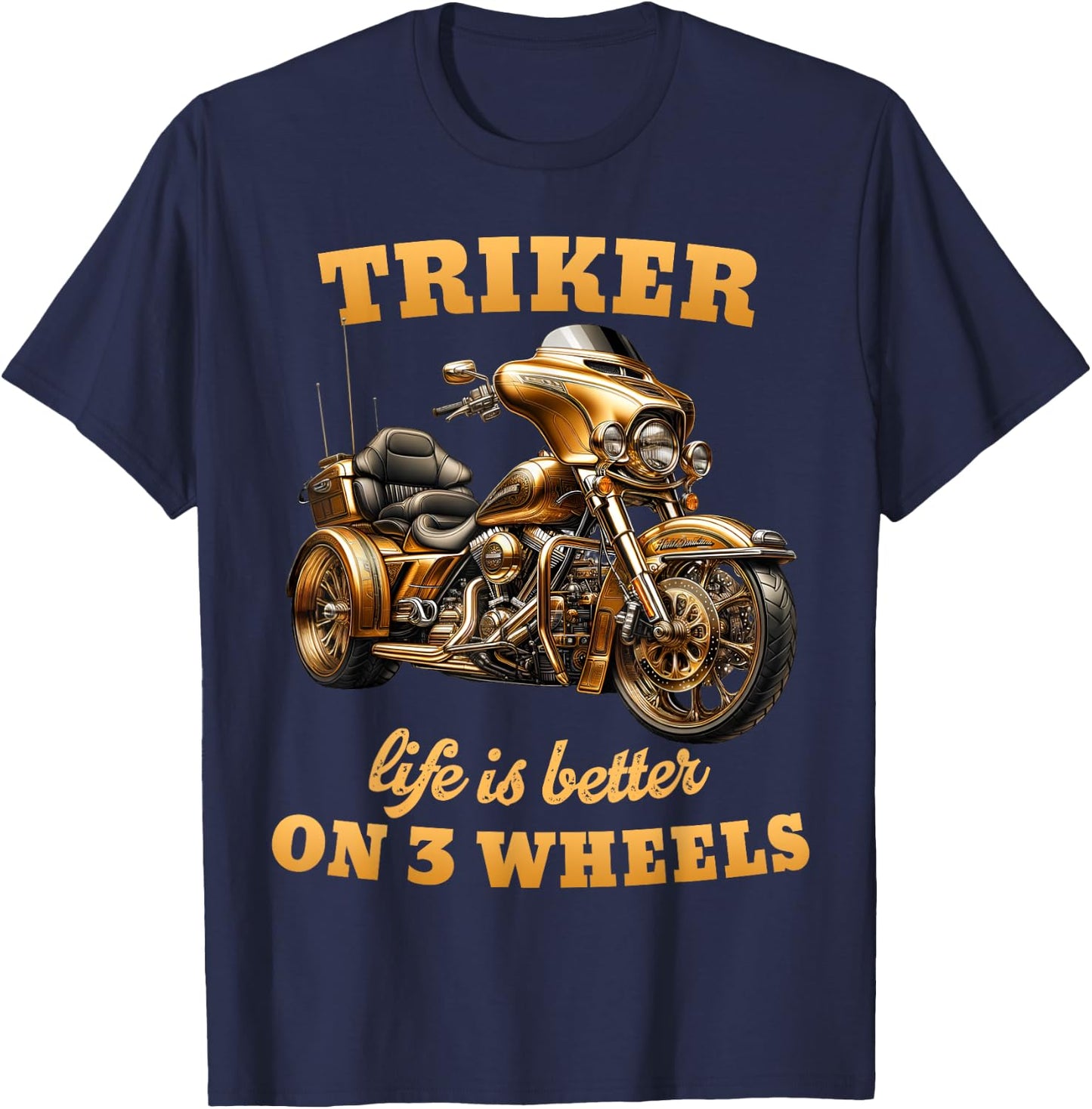 Trike Life Motorcycle trike Grandpa Three-wheeled Trike Dad T-Shirt - T-Shirt | Navy