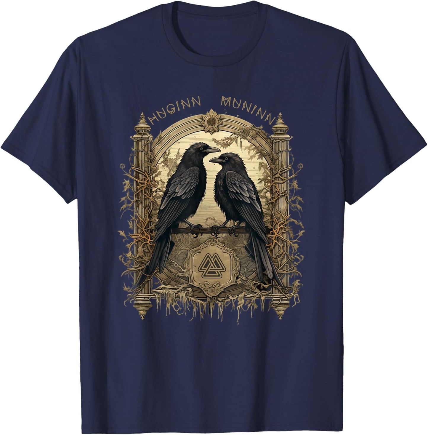 Huginn And Muninn Odin Ravens Norse Mythology Culture T-Shirt - T-Shirt | Navy